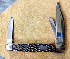 Schrade Walden Vintage 1958 3-Blade Pocketknife Brown Bone Pattern 863 Kon-Kav