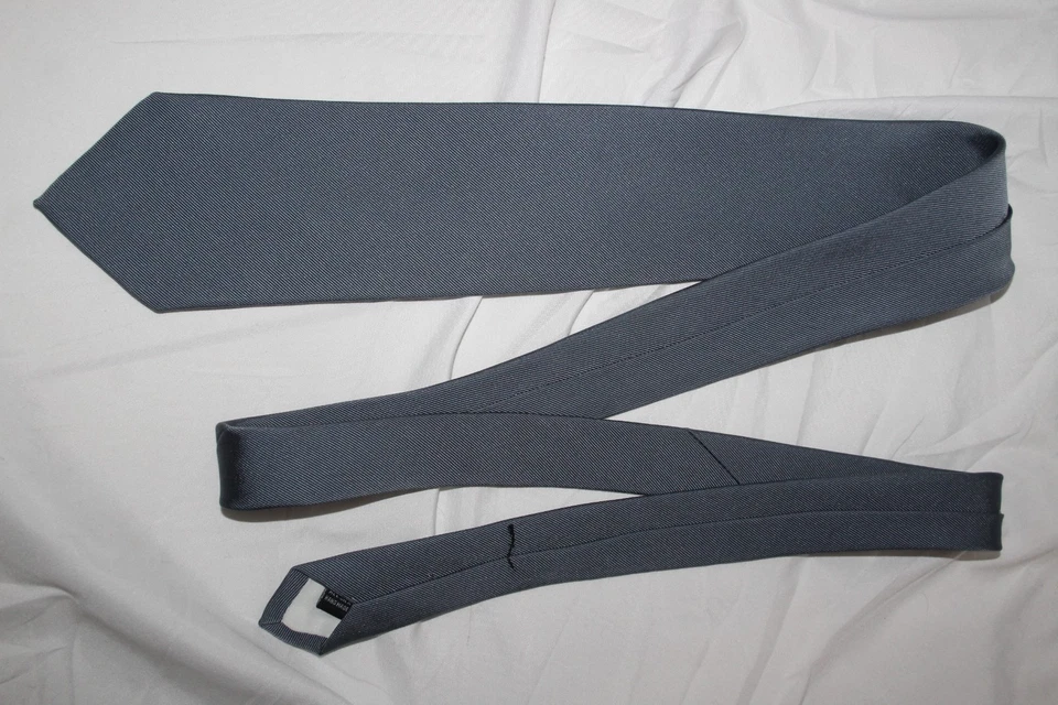 Corbata de seda BEN SILVER azul silencioso Charleston de lujo 59 pulgadas 3,5 pulgadas Foto 2 de 4