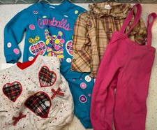 Vintage 80s 3T Girls Clothes Lot Sweatshirt Overalls Blouse Winter Fall