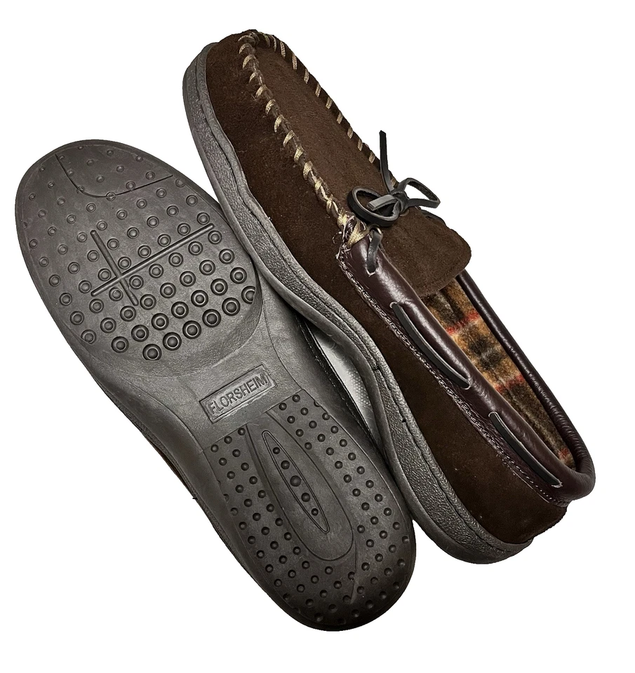 NUEVO Mocasín Hombre Florsheim Moc Gamuza Cuero Forrado 10M Ancho Medio Nuevo en Caja Foto 3 de 4