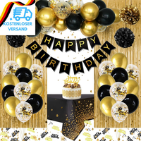 Geburtstagsdeko Mann Frauen, Schwarz Gold Party Deko, Schwarz Gold Luftballons G