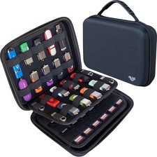 Durable Black USB Drive and Memory Card Organizer Case with Zipped Mesh Pockets