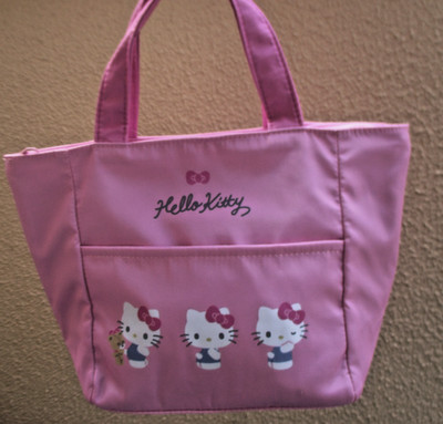 Sanrio original Hello Kitty Insulated Cooler Lunch Tote Bag Pink Bento 2024 30cm