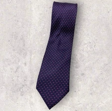 ITALO FERRETTI Silk Tie ITALY XL Navy Purple Floral Polka Dot W:3.2"