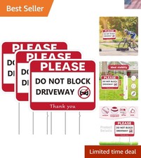Weatherproof 17x13'' Do Not Block Driveway Sign Set - Bright Red Visibility