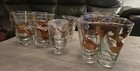 Vtg 18 Piece Hazel Atlas 22K Gold Pheasant Birds Barware Glasses  — photo 2