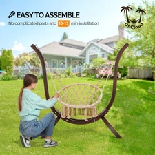 57 inch High Outdoor Garden Wooden Solid Hammock Chair Stand Swing Heavy Duty