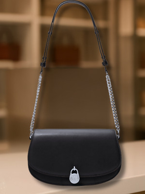 Michael Kors Mila Women Leather Medium Messenger Shoulder Sling Bag Black