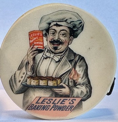Vintage Leslie's Baking Powder Celluloid Advertising Tape Measure Colburn Phila