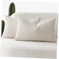 Pack of 2 Textured Boucle Throw Pillow Covers 20" x 12" Pack of 2 Beige