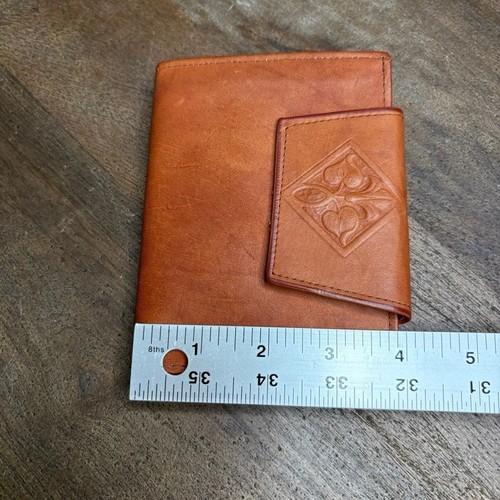 VINTAGE Amity Cowhide Leather Wallet Coin Purse Bifold Cognac Tooled - Picture 10 of 10