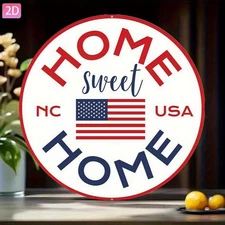 2D Flat - 2Dflat[2D Flat] Home Warmth Vintage Aluminum Wall Plaque- 8x8inch Roun