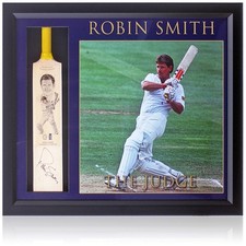 Robin Smith Signed Mini Bat Display Framed Cricket Memorabilia + COA | SALE