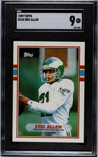1989 TOPPS # 120 - ERIC ALLEN - ROOKIE CARD - PHILADELPHIA EAGLES - SGC-9 MINT. rookie card picture