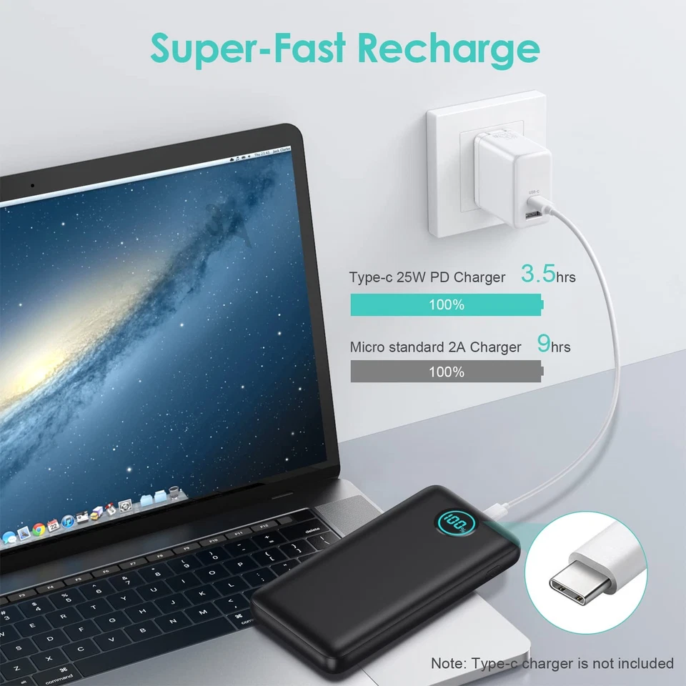 Portable Charger Power Bank 30,800mAh LCD Display Power Bank,25W PD Fast Char... - Image 3 of 4