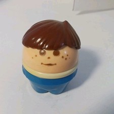 Vintage Little Tikes Toddle Tots Brunette Boy in Blue Figure Chunky Boy