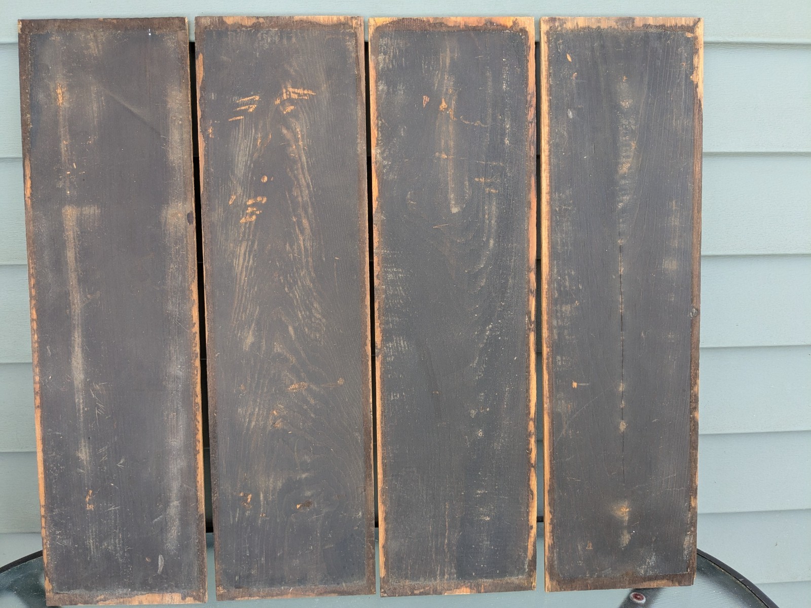 4 Thin Antique Old Growth Poplar Wood Panels 21" X 5 X 3/16" Lumber Lot X79