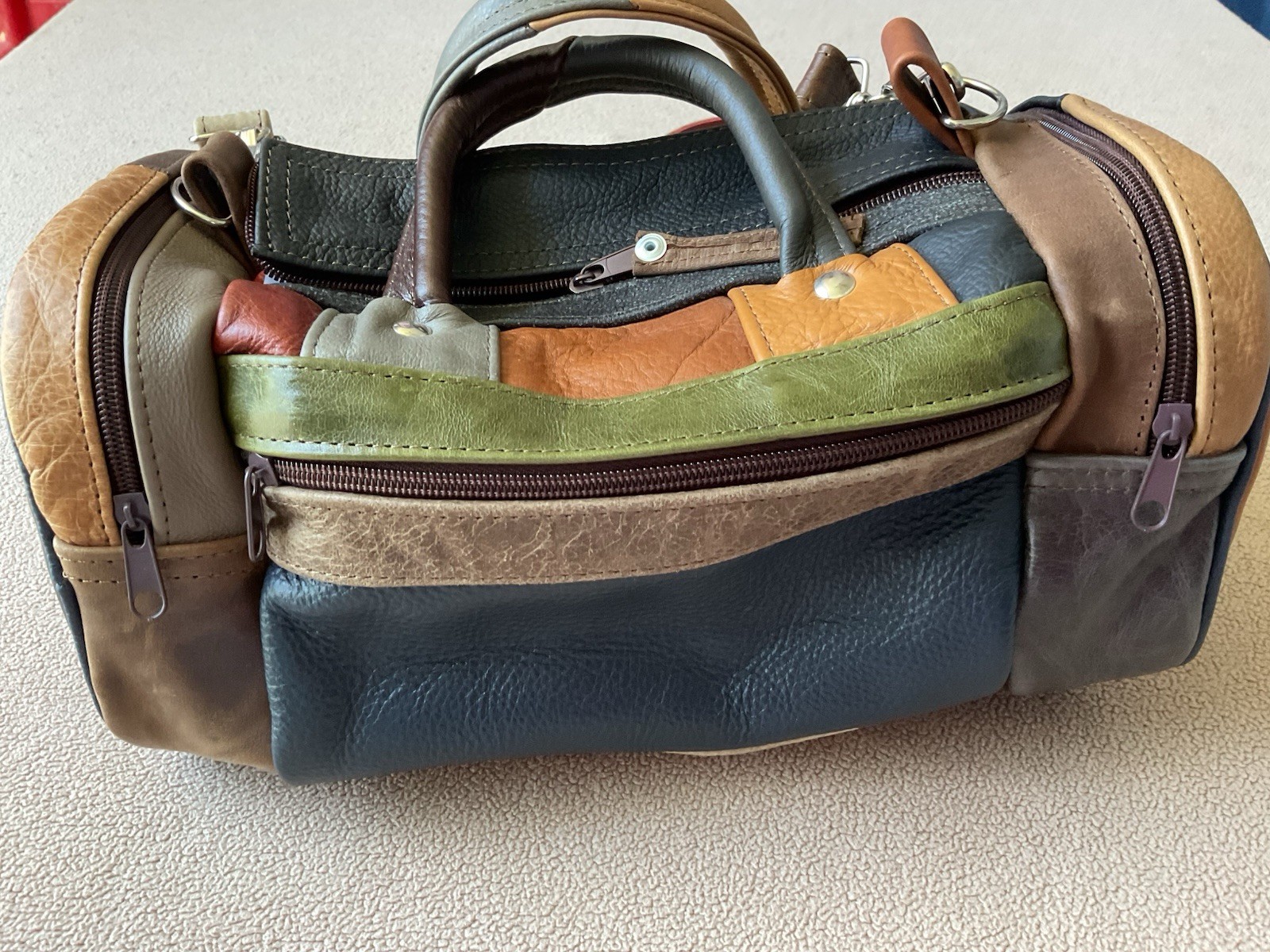 Hand Crafted From Mexico Patchwork 100% Leather D… - image 3