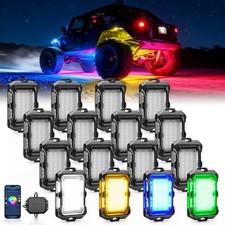 MICTUNING Q2 MAX RGB IC Rock Lights, 8-16 Pods Car Neon Accent Led Underglow Kit