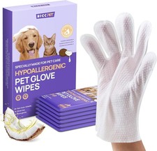 HICC PET Cleaning Deodorizing Glove Wipes for Dogs  Cats, Vet Recommended Hypoa