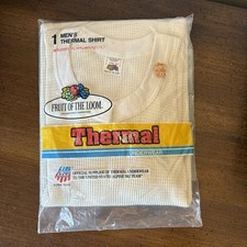 Vtg 80s Fruit of the Loom Thermal Underwear Shirt Sealed XL 46-48 Mens Waffle