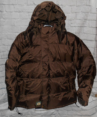 BOAT WORKS brown MENs XL heavy DOWN Sailing Coat removable hood New no tags HTF