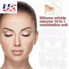 Reusable Silicone Anti Wrinkle Sticker Face Forehead Neck Eye Pads Patches Set j