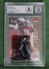 Joe Montana on card autograph 49ers NFL football card Beckett authentic auto