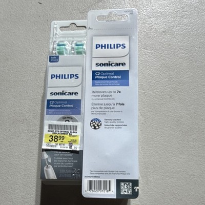 2-Philips Sonicare C2 Optimal Plaque Control Brush Heads White Soft HX9027/65