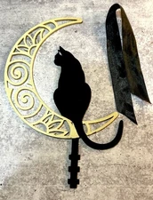 Crescent Moon Cat Witchy Tree Topper Christmas Yule Decor . Handmade