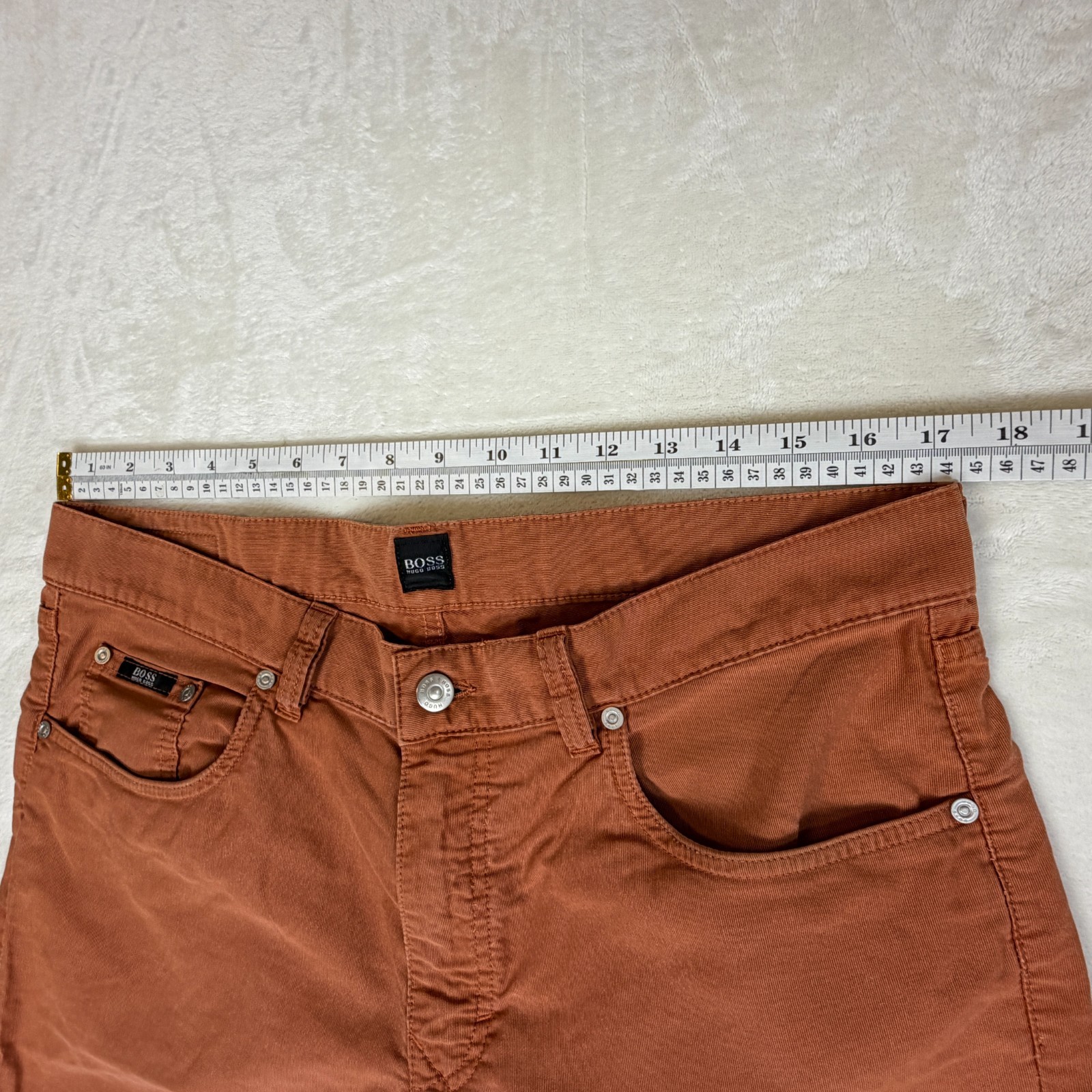 Hugo Boss Jeans Mens 36x30 Rust Orange Arkansas Straight Pockets Zip Mid Rise thumbnail 11