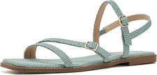 Journee Collection Women's Brianna Sandal Sky Blue Lizard Sz 6 New