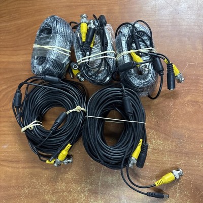 Pack of 5 CCTV Cable Security Camera Siamese Wire BNC DC Power Video Black 25ft