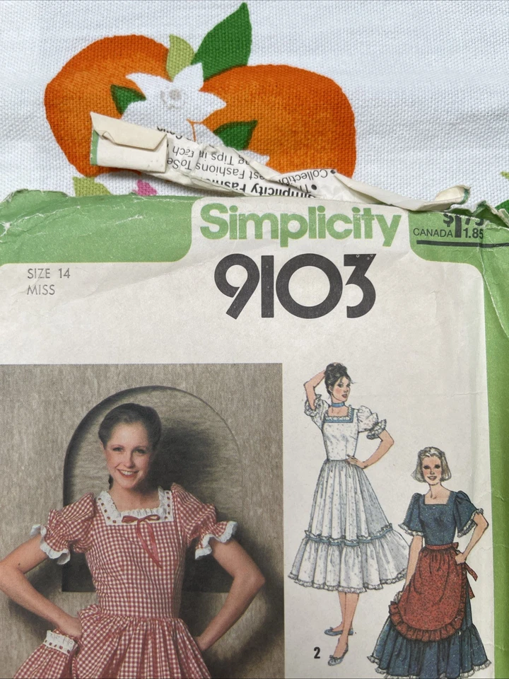 Simplicity 9103 Square Dance Prairie Dress Western Style Pattern Sz 14 Uncut - Image 3 of 4