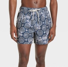 NWT Goodfellow  Co sz M 5" Swim Trunks Brief Liner Navy Burst Stretch 2617
