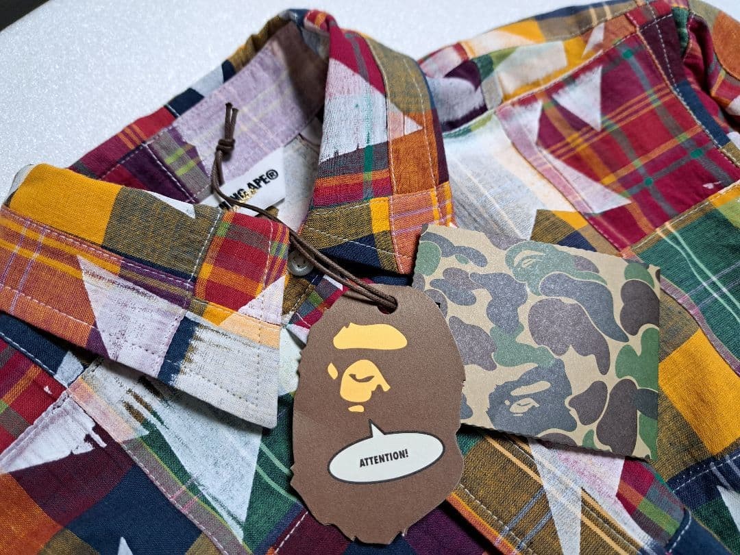 USED A BATHING APE CHECKERED PATCHWORK SHIRT, AUT… - image 7