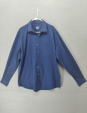Van Heusen Mens Shirt XL Blue Regular Fit Long Sleeves Button Front Stretch