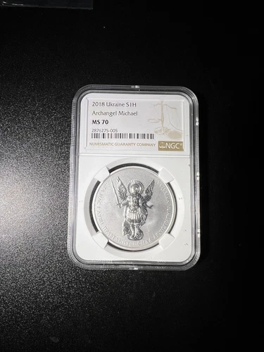 2018 UKRAINE SILVER 1 HRYVNIA ARCHANGEL MICHAEL - MS-70 - NGC
