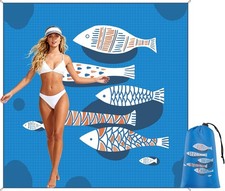 Large Size Beach Mat 75"x75"   Outdoor Picnic Blanket, Waterproof Sand Mat for