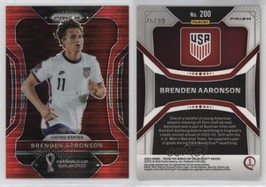 2022 Panini Prizm World Cup Qatar Breakaway Red Prizm /99 Brenden Aaronson #200