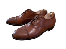 Salvatore Ferragamo Men s Light Brown Leather Cap-toe Lace-up Shoes Size 9