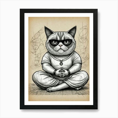 Grumpy Cat 2 Kunstdruck gerahmt Wandbild Poster Leinwanddruck Bild