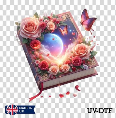 Buch Valentinstag UV DTF Aufkleber - Glas Laptop Becher Tasse bg48