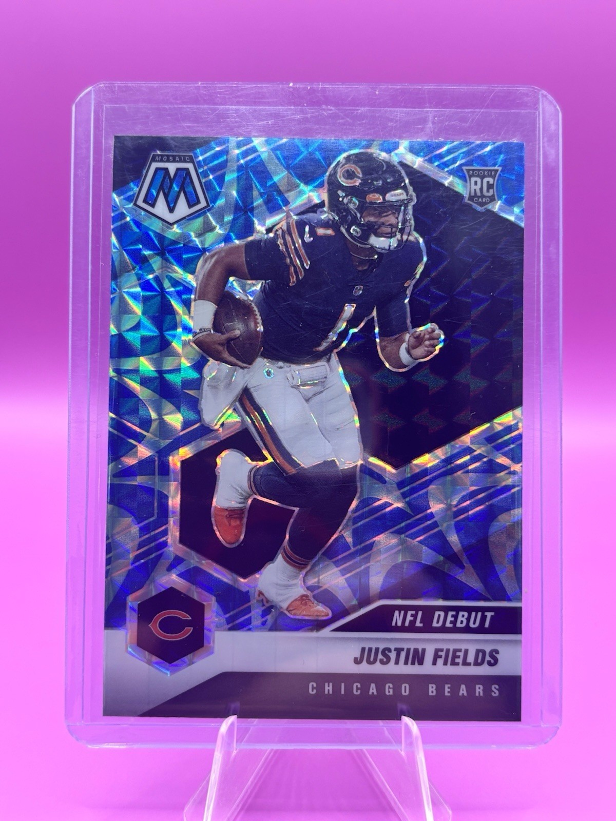 2021 Mosaic Justin Fields NFL Debut Reactive Blue Prizm Rookie RC #242 Bears