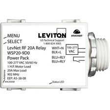 Leviton WSP20-9D0 LevNet RF Wireless Relay 20A Power Pack
