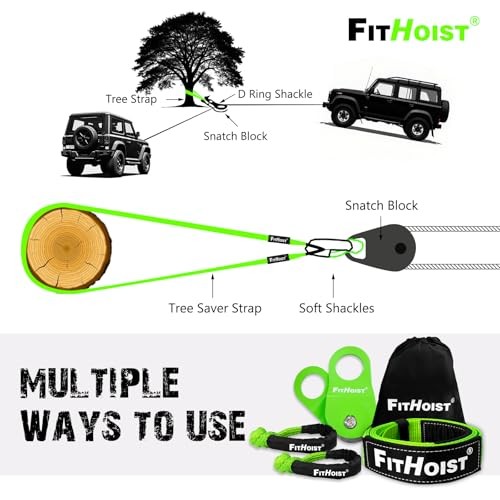 Offroad Recovery Kit, Snatch Block Soft Shackles+Snatch Block+Tree Saver Strap
