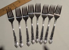 8 Rogers Co. Dream Rose/Rose Bud forks Stainless Flatware 7" Korea