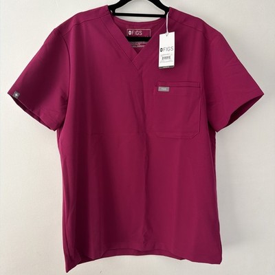 Figs Leon 3 Pocket Scrub Top Size Small Dark Magenta S