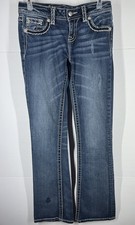 Womens Miss Me Jeans Bling Studded Sz 26x34 Bootcut Bling Distressed JP5014B
