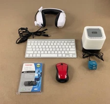 Apple A1314 Keyboard Logitech M310 Mouse Headset Speaker USB Lot of 5 Tested